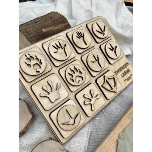 Zestaw trzech układanek- tropy zwierząt leśnych